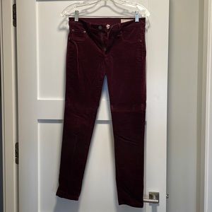 Rag & Bone burgundy velvet pants . Size 27